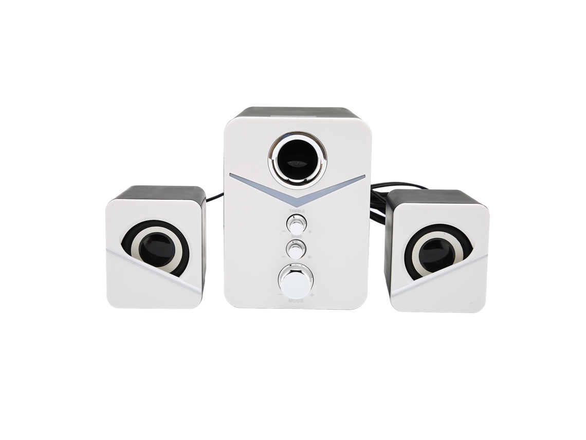 Altavoz Bluetooth D-221 De 2.1 Canales Con Graves Profundos, Mini, Para Ordenador De Sobremesa, Blanco.