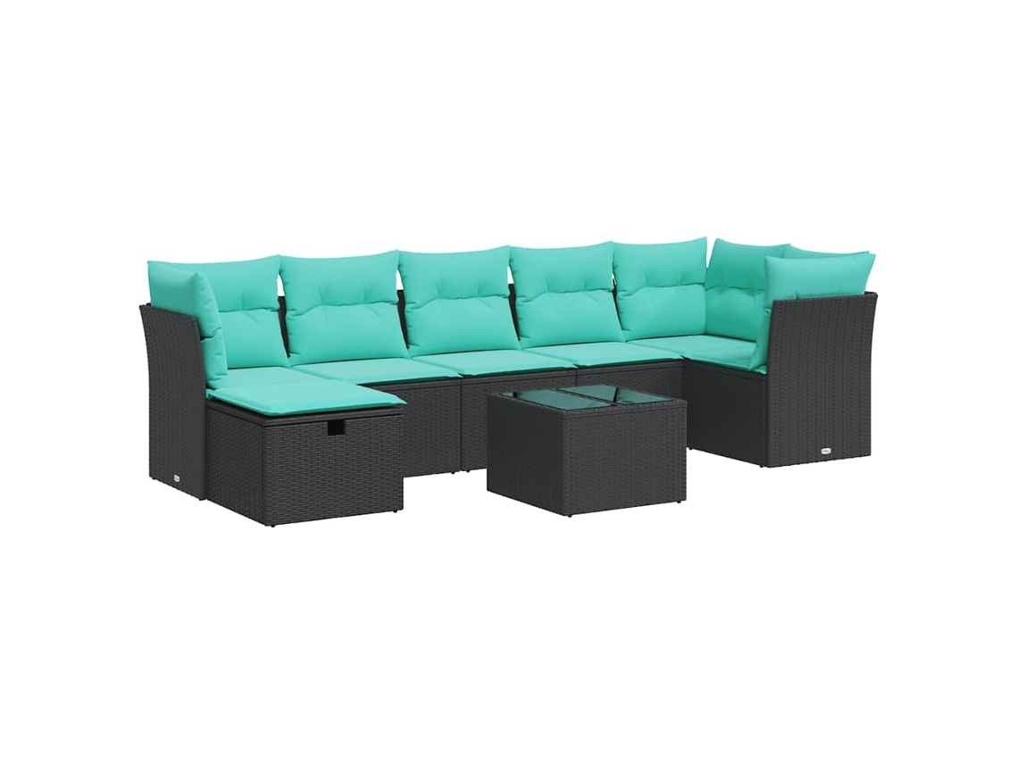 Maison Exclusive - Set De Sofás De Jardín Y Cojines 8 Piezas Ratán Sintético Negro