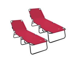 Maison Exclusive - Tumbona Plegable 2 Pcs Rojo 188 X 57 X 86,5 Cm Poliéster