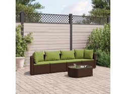 Conjunto de sofá de jardín de 5 piezas con cojines de mimbre marrón de DKD Home Decor