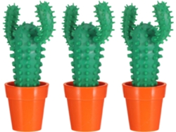 Bolígrafo De Plástico Con Diseño De Cactus Verde Decorativo, Paquete De 3 Unidades, Portátil Y De Doble Función.