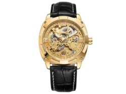 Reloj Mecánico Automático De Moda Para Hombre Con Correa De Piel Sintética (dorado Y Negro)