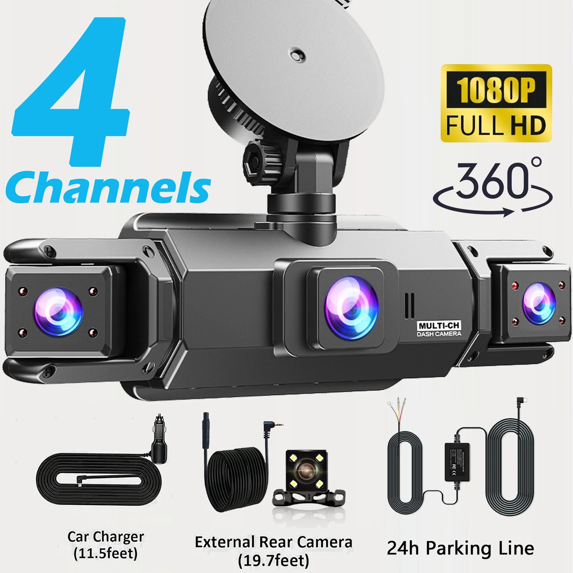 (kit De Instalação Fixa De 64 Canais) Câmera Dvr Panorâmica De 360° Para Carro
