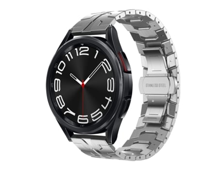 Correa de reloj inteligente para Samsung Galaxy Watch 6/6 Correa clásica de metal de acero inoxidable (Plata)