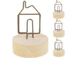 Soportes Ligeros Fotos 4 Piezas Mesas Madera Hierro Prácticos Decorativos Exhibir Notas Clip