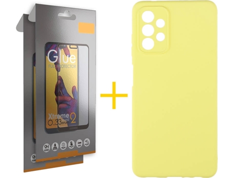 Kit Funda + Protector de Pantalla Samsung A32 5G SKYHE Cristal Templado 5260 Amarillo
