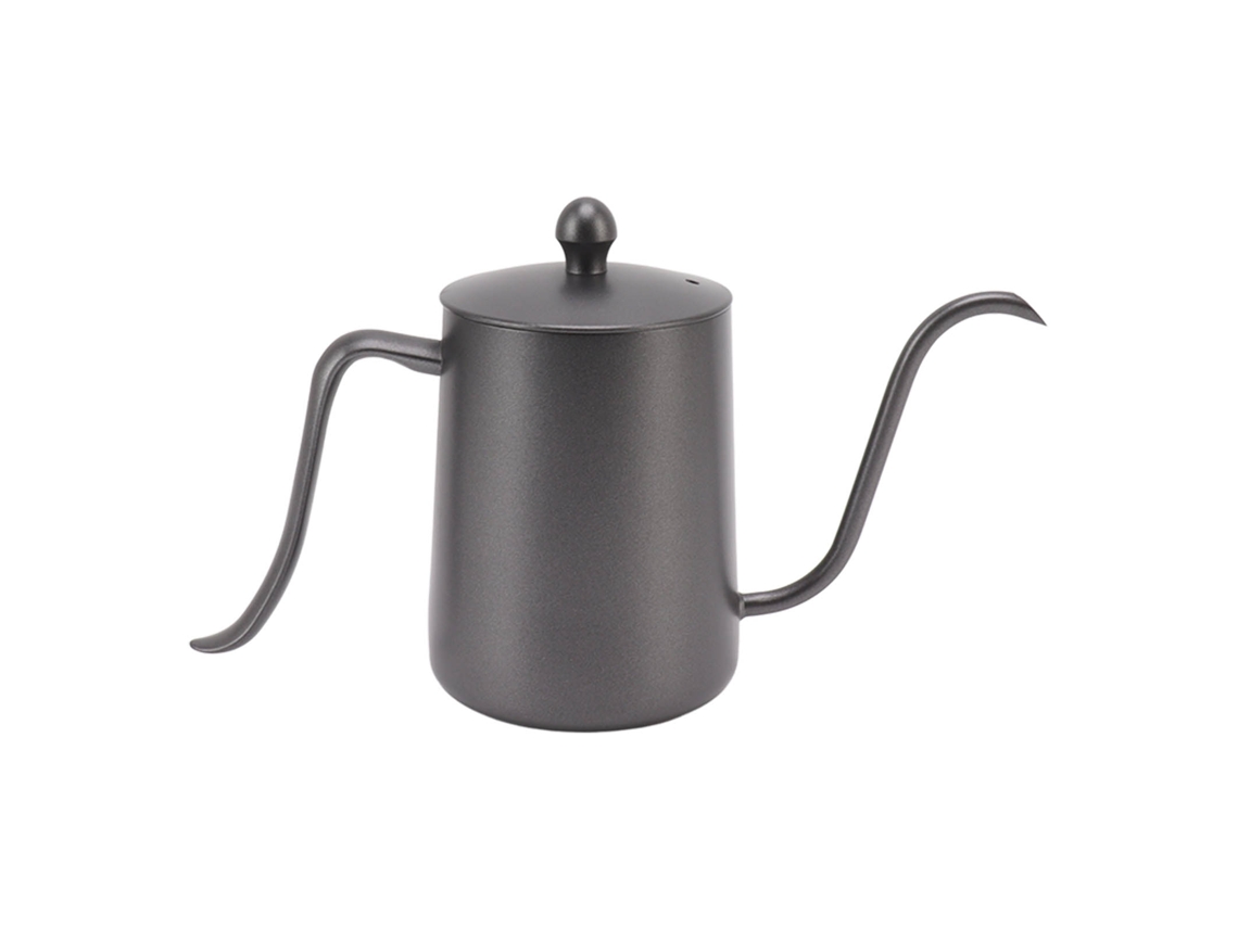 Jarra de café profesional de acero inoxidable de 600 ml con boquilla, ideal para el hogar y viajes, color negro