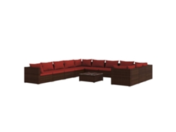Maison Exclusive - Set Muebles De Jardín 12 Pzas Y Cojines Ratán Sintético Marrón