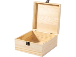 Caja De Madera Natural Nuobesty Con Tapa Abatible Para Guardar Joyas Y Cosméticos.