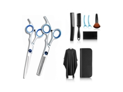 Kit De Tijeras De Corte De Pelo Profesionales 10 Piezas Acero Inoxidable Para Peluquería Cortar Y Afinar Azul