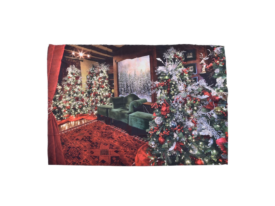 Adorno Navideño De Pared De 200x150cm, De Fibra De Poliéster Suave, Decorativo, Festivo, Con Árbol Y Nieve.