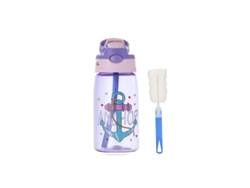 Botella De Agua Para Niños De 480 Ml (juego Morado), Con Correa Y Tapa Antifugas Y Diseño Creativo De Dibujos Animados.