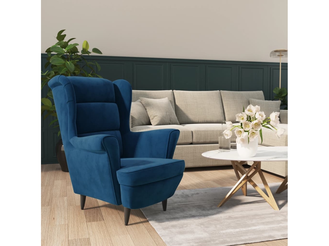 Sillón de terciopelo azul DKD HOME DECOR