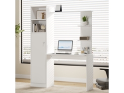 Escritorio De Estudio Y Oficina 123,5 X 45 X 168,5 Cm - Con Armario Y Estantería De Almacenamiento, Diseño Moderno De Oficina - Blanco
