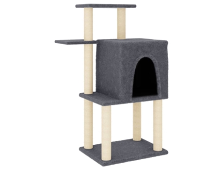 Rascador para gatos con postes de sisal gris oscuro VIDAXL (97 cm)