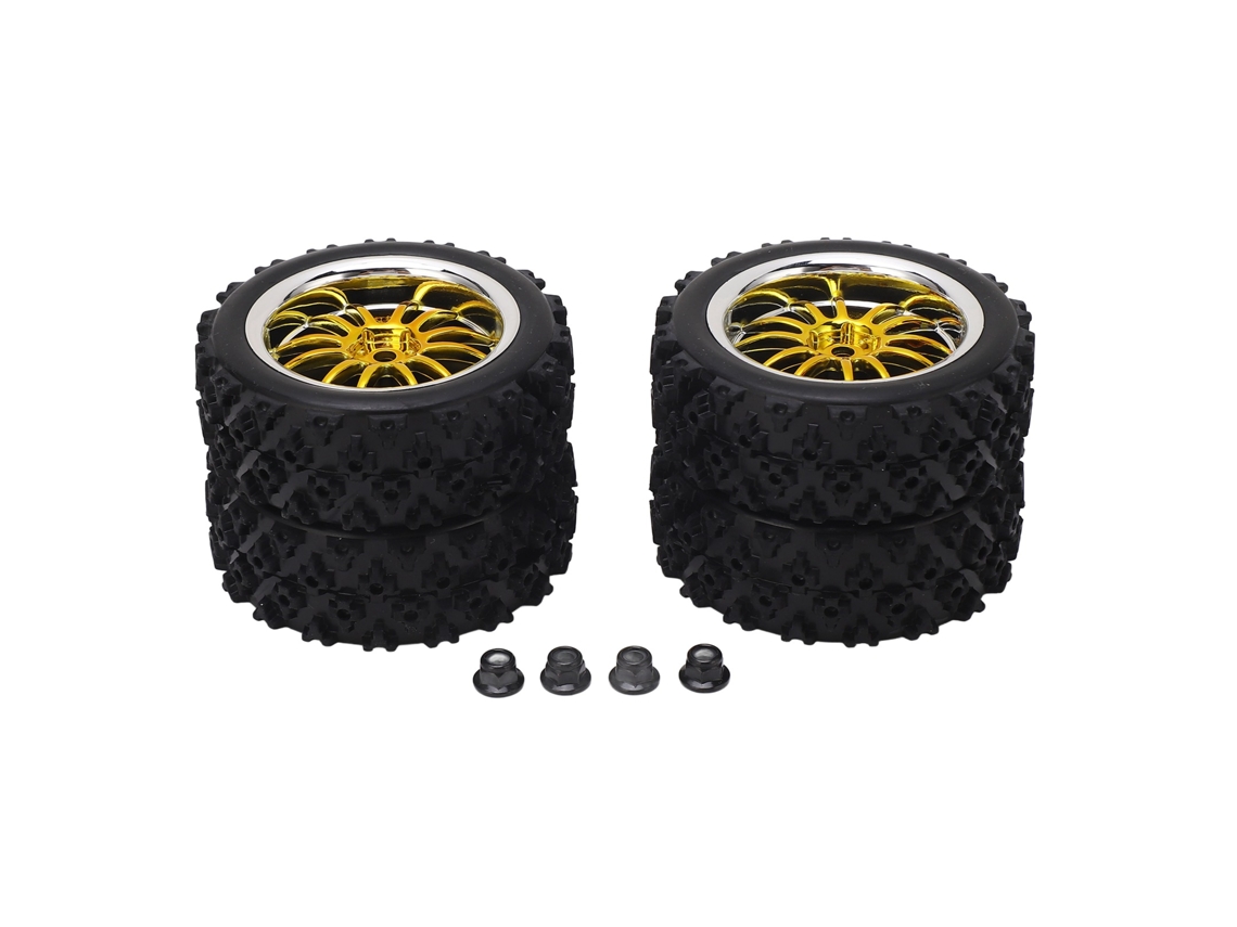 4 Neumáticos Dorados Con Forma De Estrella Y 12 Agujeros Para Coches Teledirigidos Todoterreno A Escala 1/10.