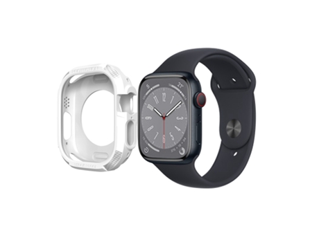 Estuche de fibra de carbono a prueba de golpes para Apple Watch Series 8 y 7 de 45 mm (blanco)