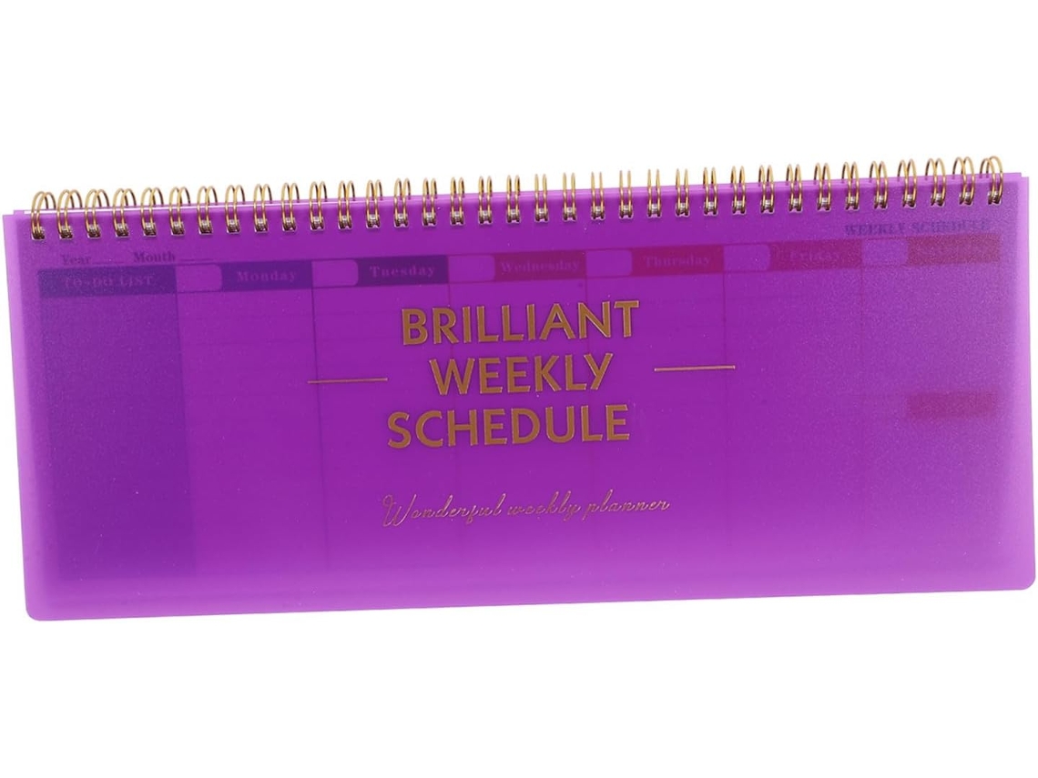 Cuaderno Semanal De Espiral Morado Sin Fecha, Planificador De Horarios Y Registro De Hábitos.