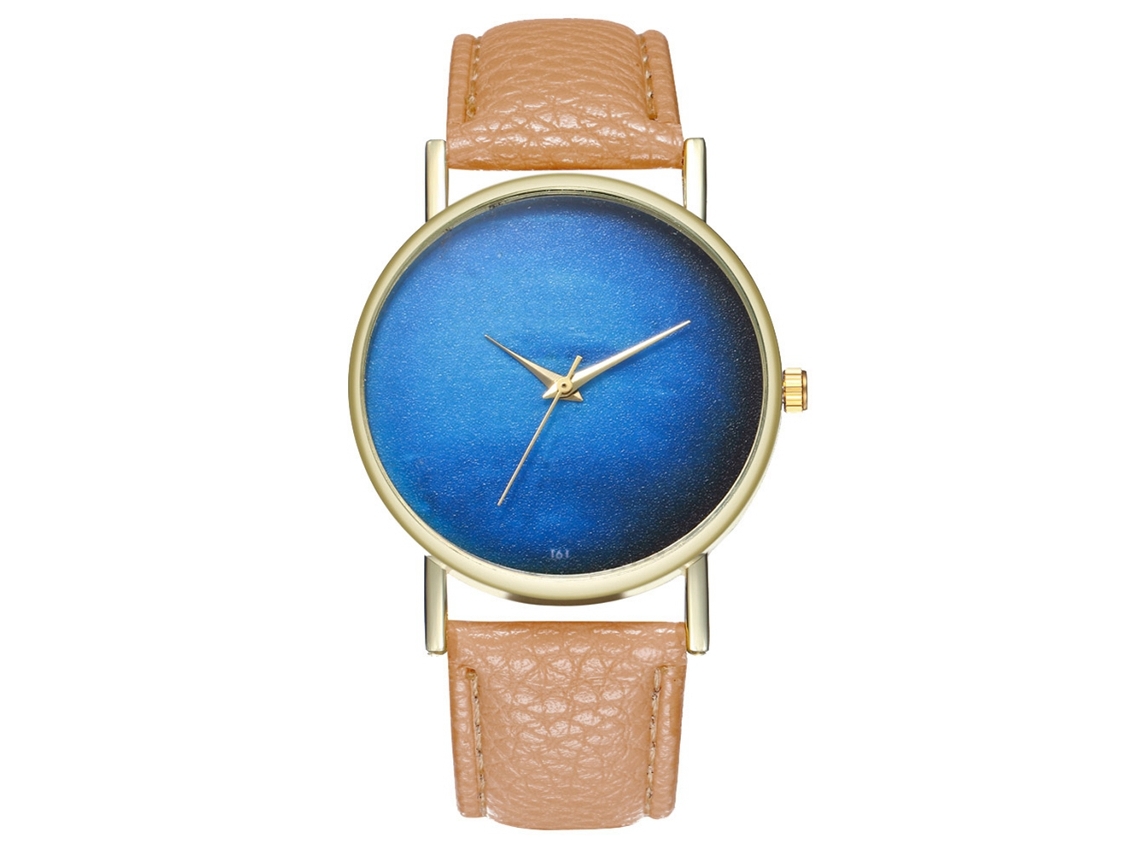 Reloj De Cuarzo Unisex Con Correa De Cuero Pu, Dial De Cielo Estrellado, Casual Y Fashionable (beige)