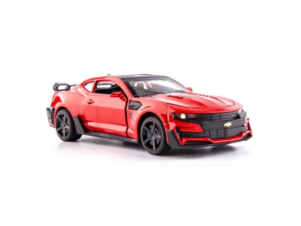 (Rojo) Miniatura de un Chevrolet Camaro a escala 1/32, fabricada en metal, con 4 puertas que se abren, luces y efectos de sonido.
