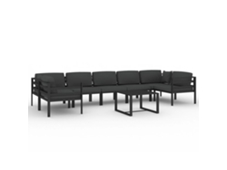 Conjunto 8 muebles de jardín VIDAXL y cojines aluminio gris antracita