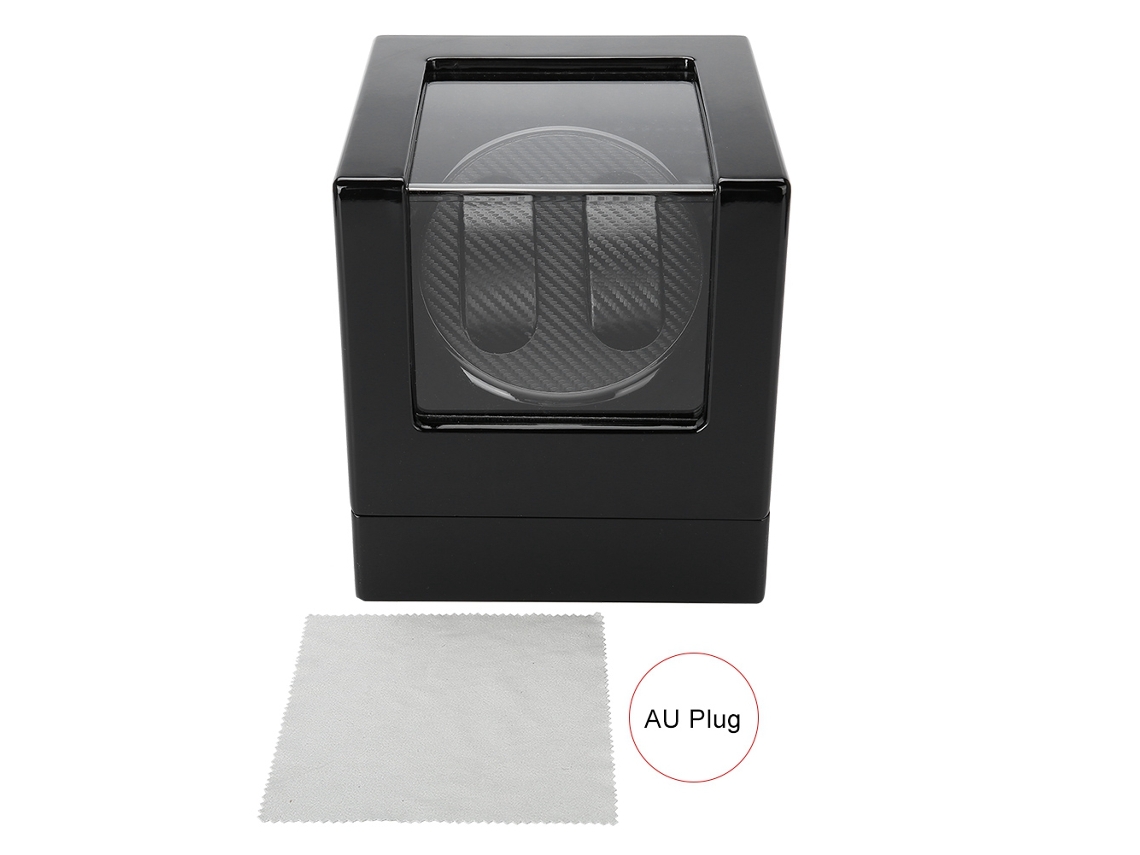 Estuche de carga automática para relojes mecánicos con soporte, negro
