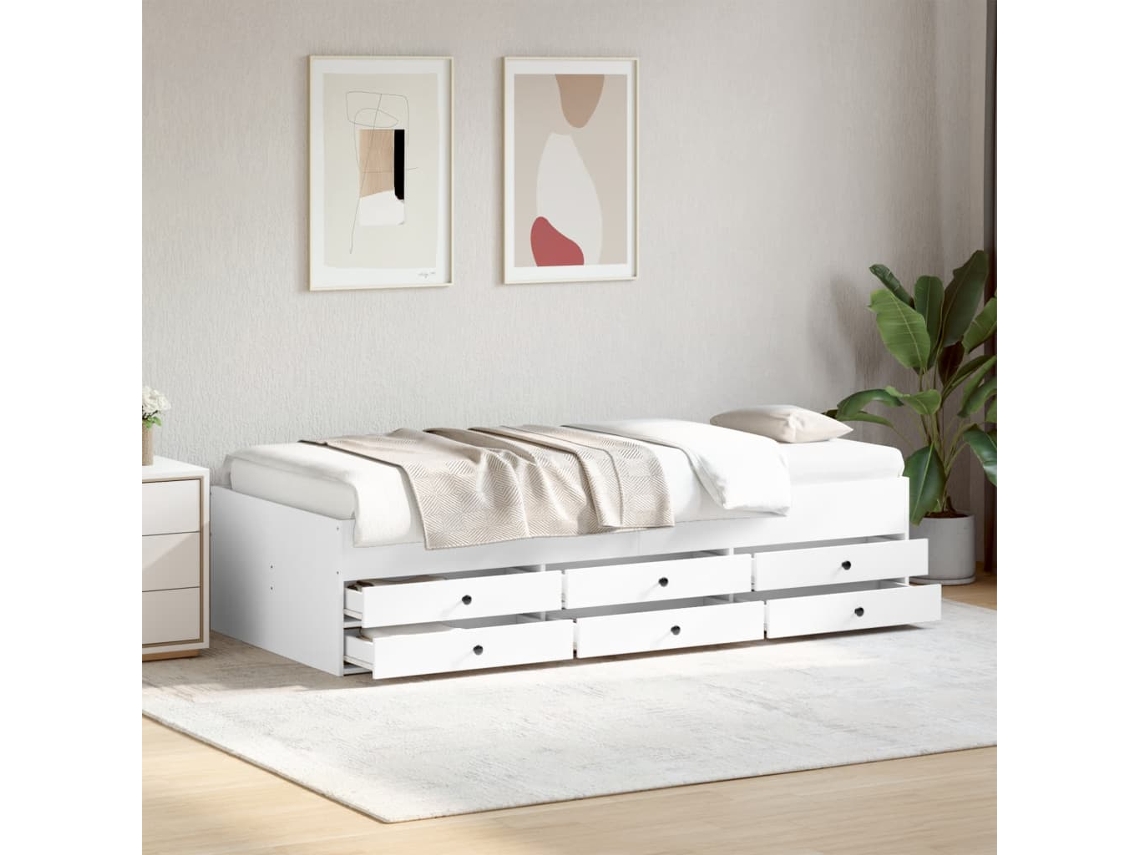 Sofá Cama Con Cajones Sin Colchón Blanco 75x190 Cm