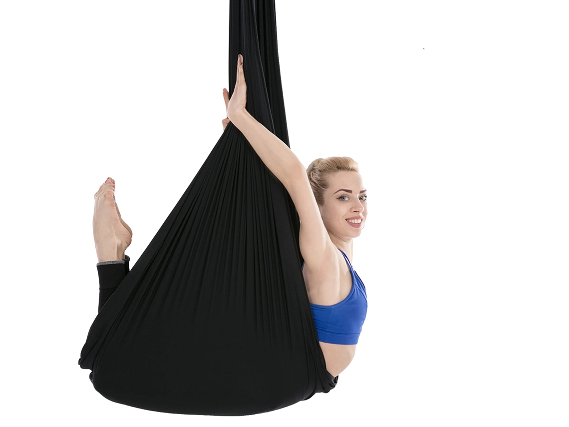 Hamaca de yoga aérea, 100 % poliéster, 5,5 x 3 metros, capacidad de 300 kg, color negro (fabricante original)