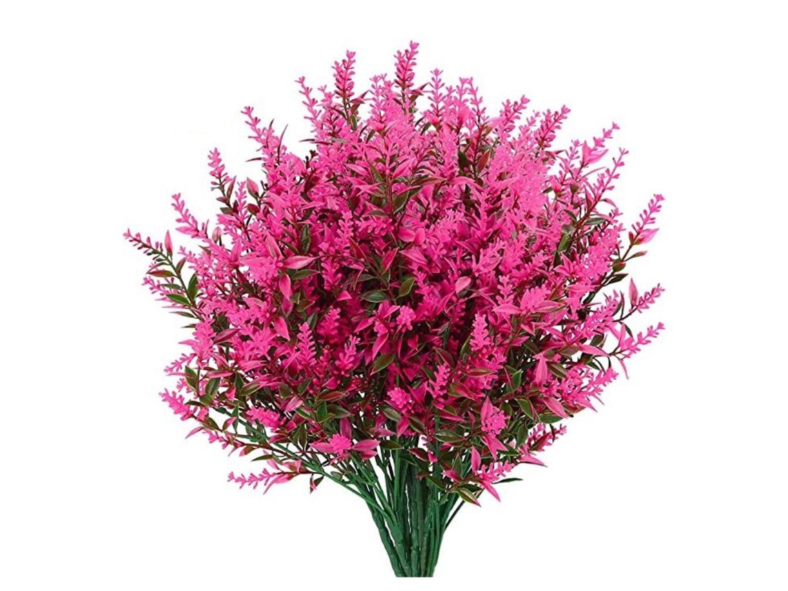 8 ramos de lavanda artificial de plástico, decorativos, resistentes a los rayos UV.