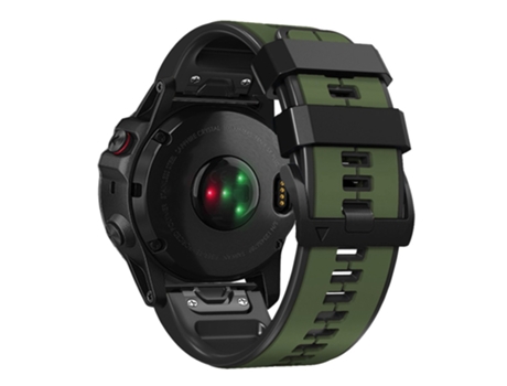 Correa de Silicona dos colores 26mm para Garmin Tactix 7 Pro/Fenix 7X/Fenix 6X Pro - verde militar/negro
