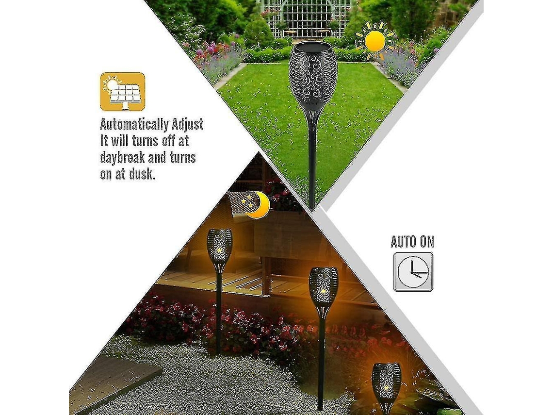 Lámparas De Fuego Solar Impermeables Para Jardín Decoración Exterior Paquete De 4