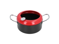 Sartén Japonesa Para Tempura Con Asas Dobles Y Termómetro De Aceite, Hierro Fundido Rojo.
