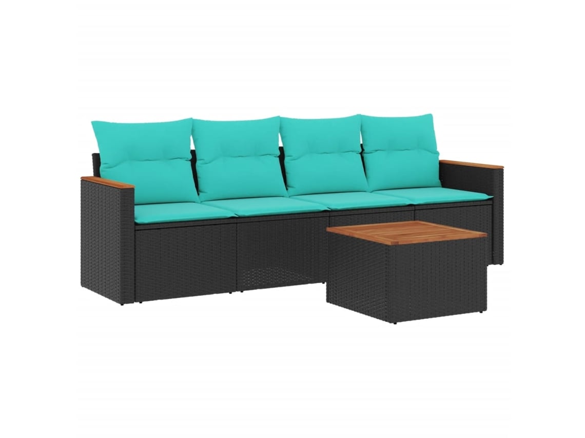 Maison Exclusive - Conjunto De Sofá De Jardín De 5 Piezas Con Cojines, De Poliratán Negro