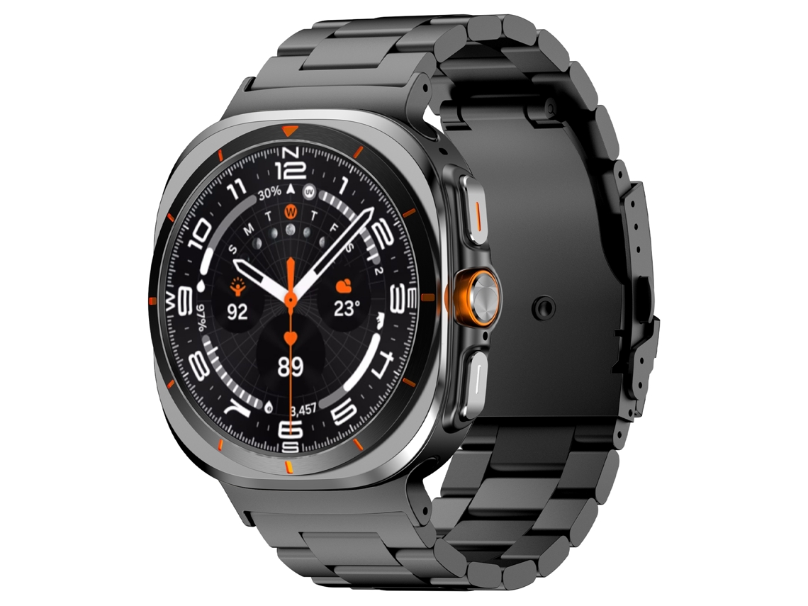 ZRUXE Correa para Samsung Galaxy Watch Ultra 47 Mm Tres Cuentas Correa De Reloj De Metal De Aleación De Titanio Negro