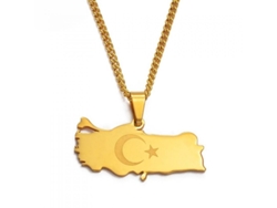 Collar Con Colgante De La Bandera Turca, Oro Y Plata, Joyería Patriótica Para Hombres Y Mujeres, Psi