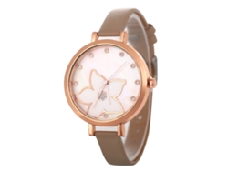 Reloj Analógico De Cuarzo Para Mujer Con Correa De Cuero Beige, Estilo Coreano Moderno, Zhoulianfa