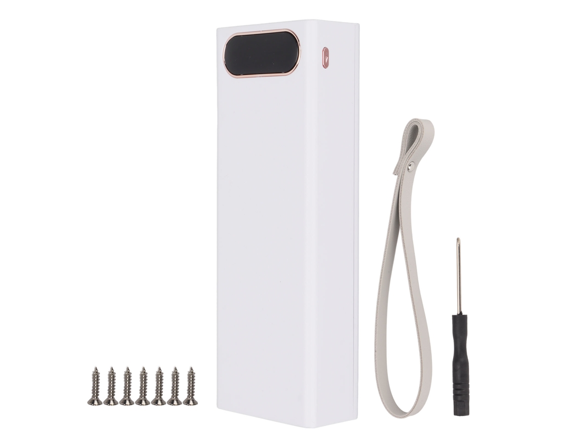 Estojo De Bateria Power Bank 22.5w Carregamento Rápido Com Lcd 20x18650 Detachable Shell Branco