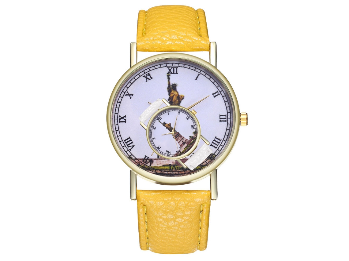 Reloj De Muñeca Analógico De Acero Inoxidable Zhoulianfa Para Hombre Y Mujer Amarillo