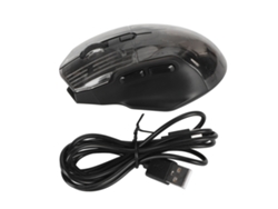 Mouse Gamer Baoj-2026 com 3 Modos: Sem Fio 2.4G Bluetooth, Com Fio USB, DPI Ajustável, Silencioso, RGB, Transparente, para PC e Tablet (Preto)