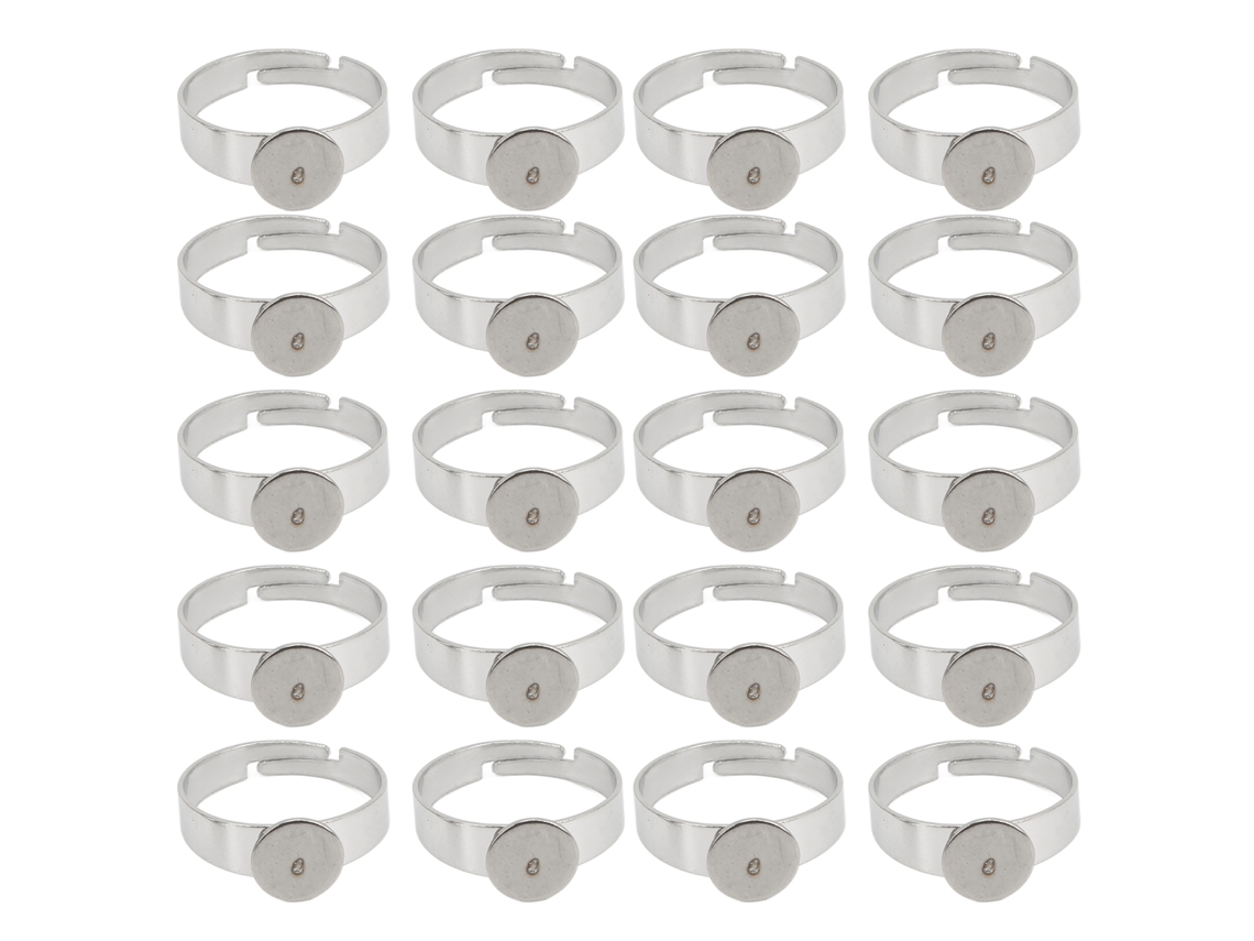 20 Bases De Anillo Ajustables De Acero Inoxidable De 8 Mm Para La Fabricación De Joyas Diy.