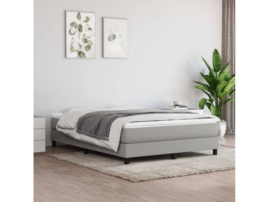 Cama Sin Colchón Tela Gris Claro 140x200 Cm