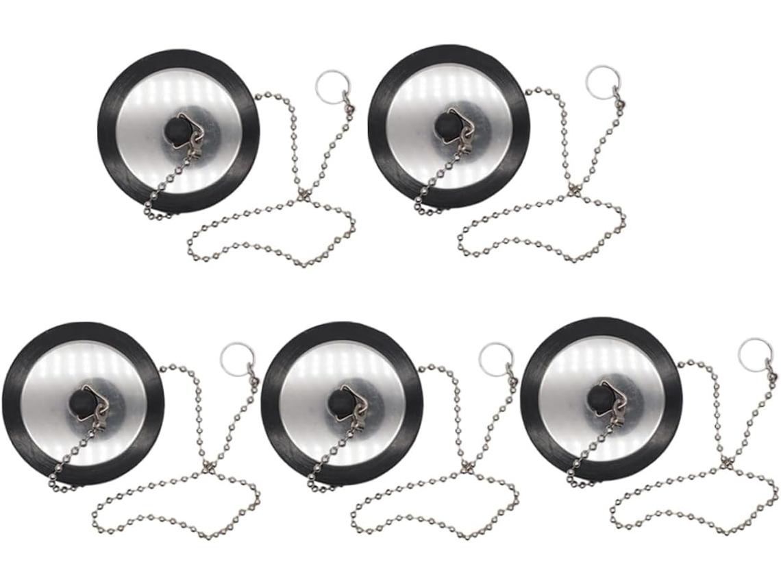 Tapones De Goma Para Lavabo (5 Piezas) Con Accesorio Para Prevenir Los Malos Olores En El Baño.
