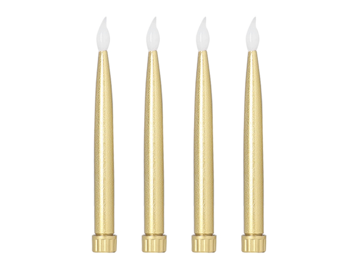 Juego de 4 velas LED largas, alimentadas por pilas, luces navideñas electrónicas CHABERLU