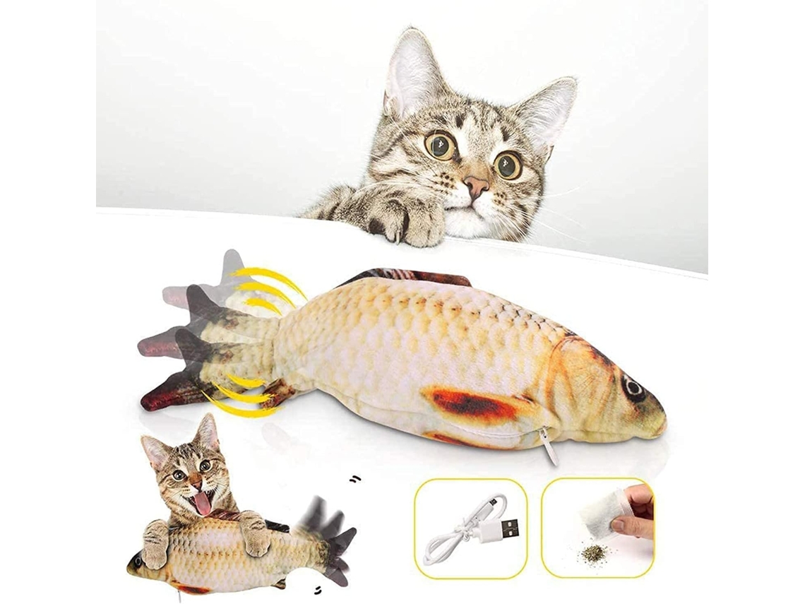 Pez Eléctrico para Gatos Se mueve con hierba gatera, peluche