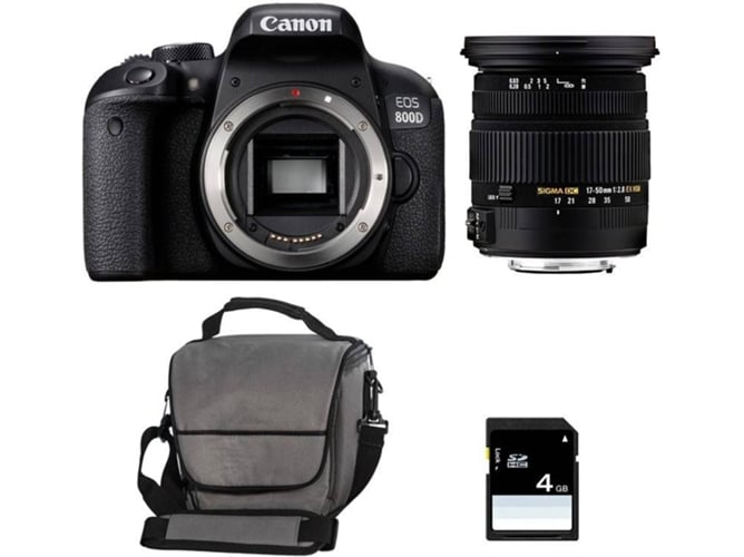Kit Cámara Réflex CANON EOS 800D + Sigma 17-50 F2,8 DC OS EX HSM + Bolsa + SD 4Go