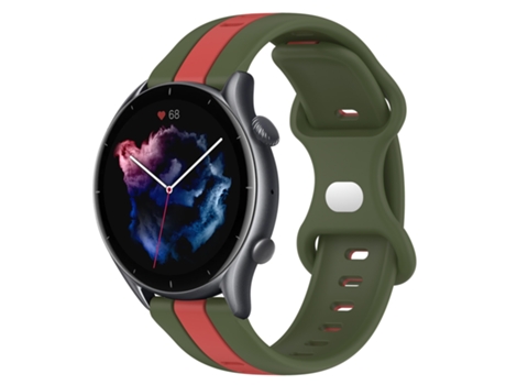 Correa de reloj inteligente para Amazfit GTR 3 Pro 22 mm Hebilla de mariposa de silicona bicolor (rojo + verde militar)