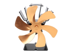 Ventilador plateado de 6 aspas para estufa de leña