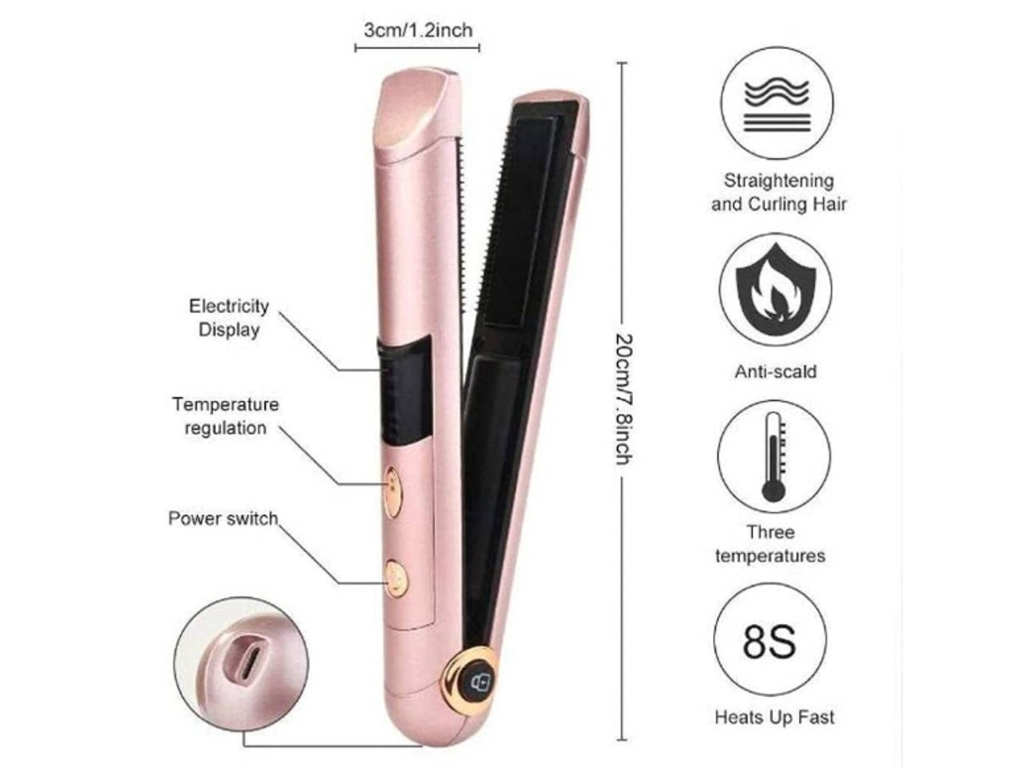 Plancha de pelo YIZHOOD Adc087 de 150 a 200 ℃, oro rosa
