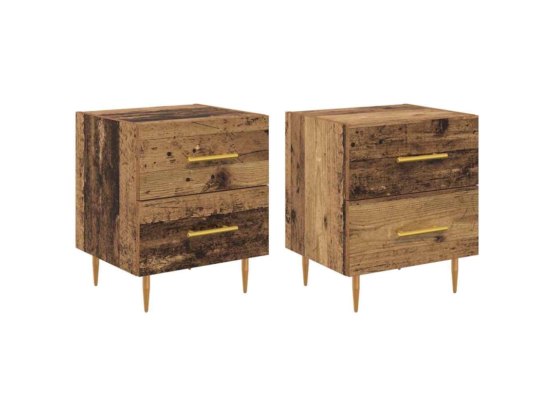Maison Exclusive - Armario De Noche Con Cajón 2 Pcs Madera Vieja 40 X 35 X 47,5 Cm