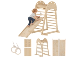 Plataforma Triangular Montessori 6 En 1 Con Anillas Y Tobogán - Madera